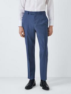 John Lewis Easton Super 100's Wool Semi Plain Regular Fit Trousers, Mid Blue, Mid Blue