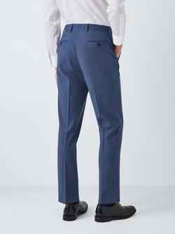 John Lewis Easton Super 100's Wool Semi Plain Regular Fit Trousers, Mid Blue - view 2, Mid Blue