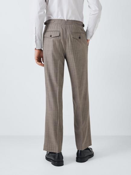 John Lewis Super 100's Wool Stripe Regular Fit Trousers, Neutral - view 2, Neutral