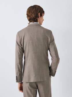 John Lewis Super 100's Wool Stripe Regular Fit Double Breasted Jacket, Neutral - view 2, Neutral