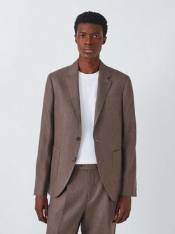 John Lewis Newton Linen Relaxed Fit Jacket, Brown, Brown