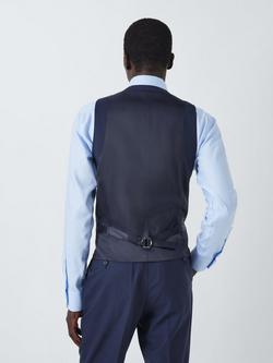 John Lewis Stanton Super 100's Grid Regular Fit Waistcoat, Navy - view 2, Navy