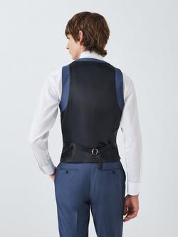 John Lewis Easton Super 100's Wool Semi Plain Regular Fit Waistcoat, Mid Blue - view 2, Mid Blue