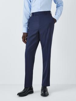 John Lewis Stanton Super 100's Grid Regular Fit Trousers, Navy, Navy