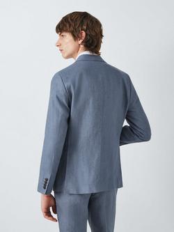 John Lewis Lenham Single Breasted Regular Fit Linen Suit Jacket - view 2, Mid Blue
