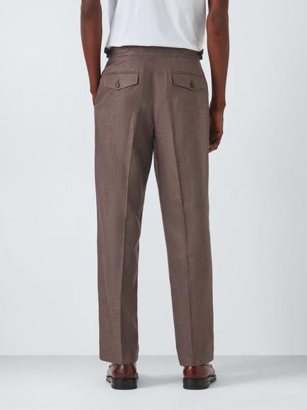 John Lewis Newton Linen Cotton Relaxed Fit Trousers, Brown - view 2, Brown