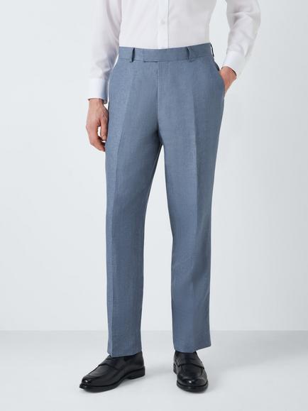 John Lewis Lenham Regular Fit Linen Suit Trousers, Mid Blue