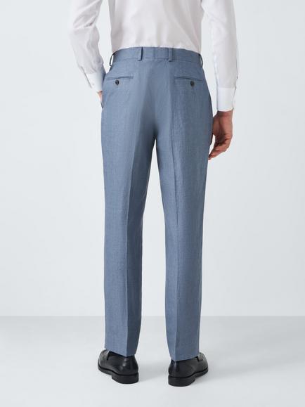 John Lewis Lenham Regular Fit Linen Suit Trousers - view 2, Mid Blue