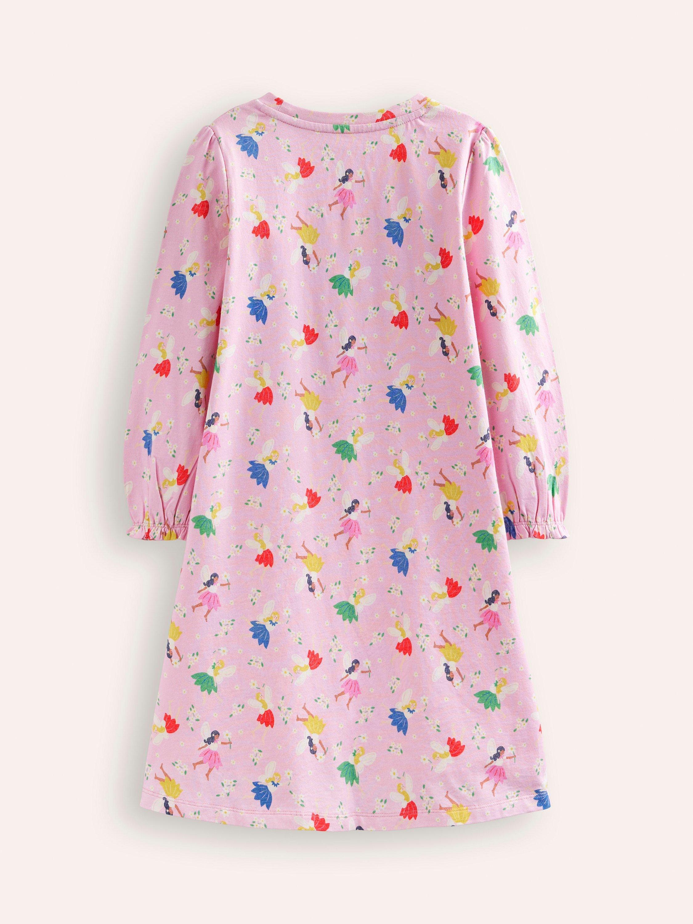 Mini Boden Kids Fairy Print Long Sleeve Nightdress Boto Pink Fairies