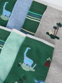 John Lewis Kids' Dino Socks, Pack of 7, Multi - view 2, Multi