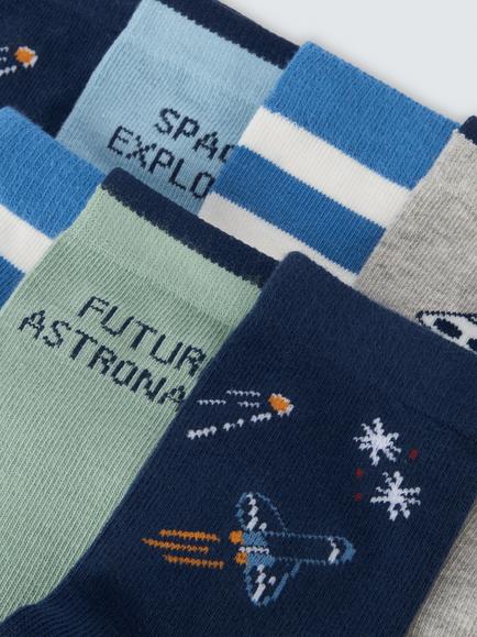 John Lewis Kids' Space Socks, Pack of 7, Multi - view 2, Multi