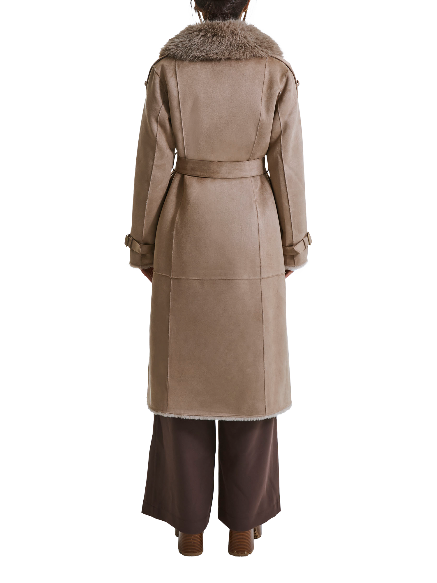 Product image 2 of 5, which shows James Lakeland Faux Fur Military Coat, Taupe, 8