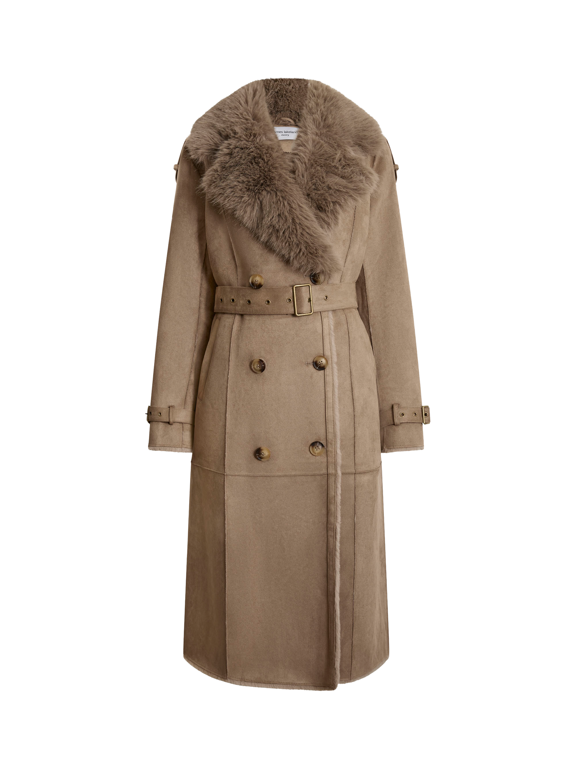 Product image 5 of 5, which shows James Lakeland Faux Fur Military Coat, Taupe, 8