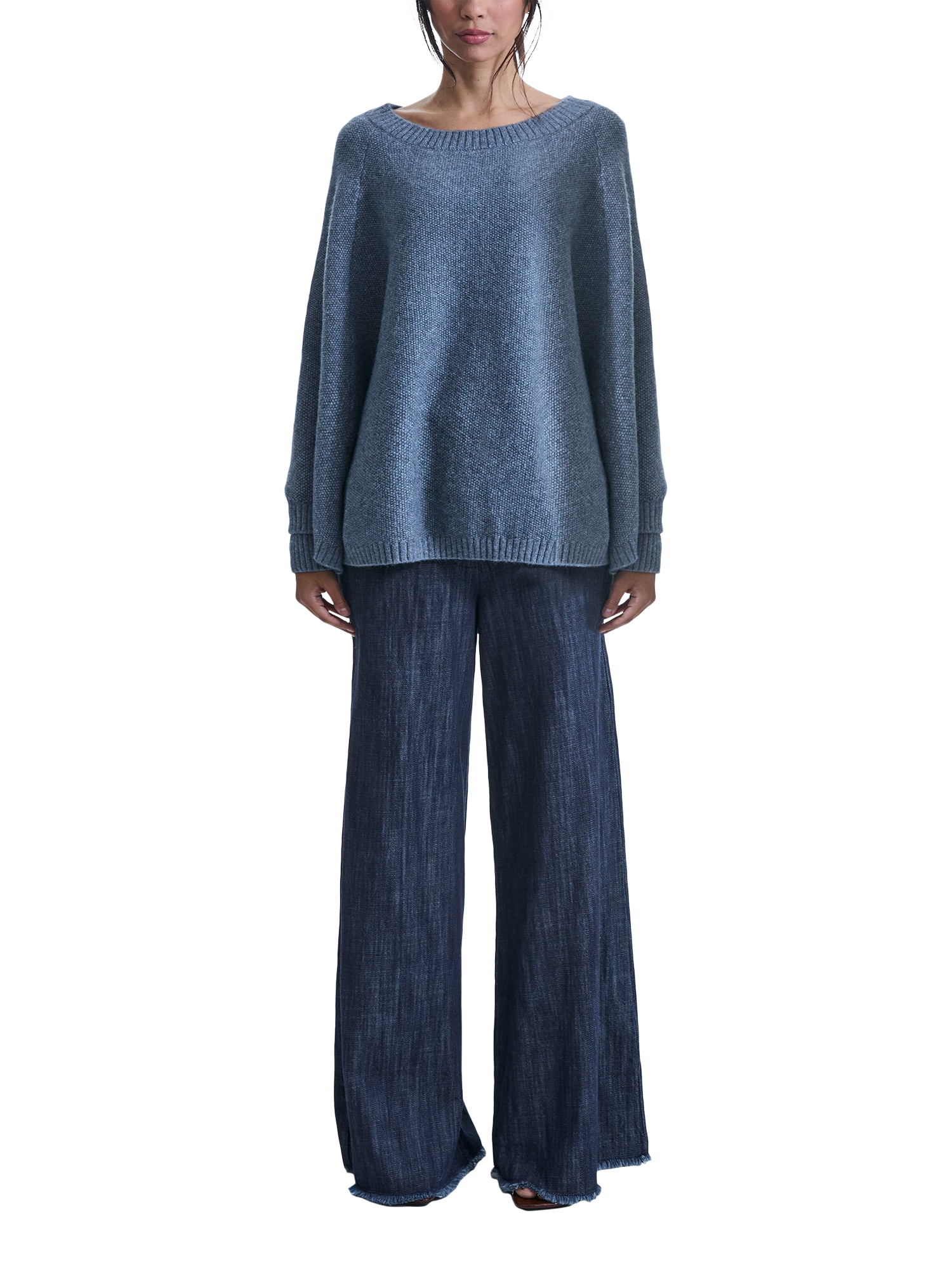 Product image 1 of 6, which shows James Lakeland Drape Jumper, Denim, One Size