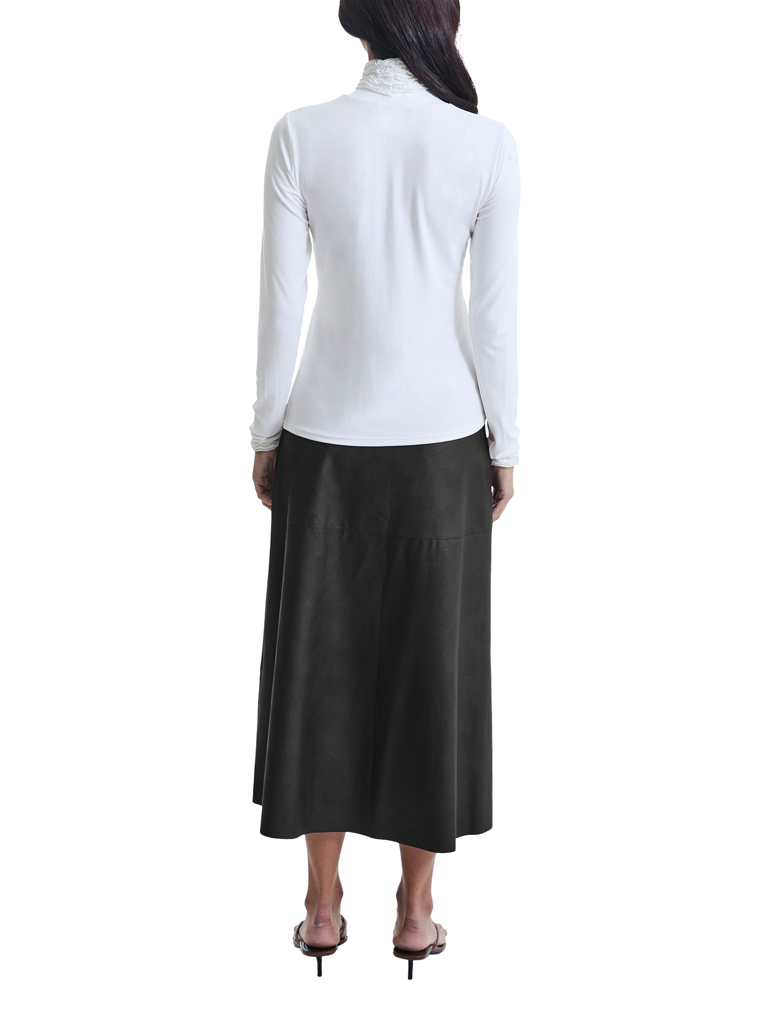 Product image 2 of 5, which shows James Lakeland Ruffle Polo Neck Long Sleeve Top, Cream, 8