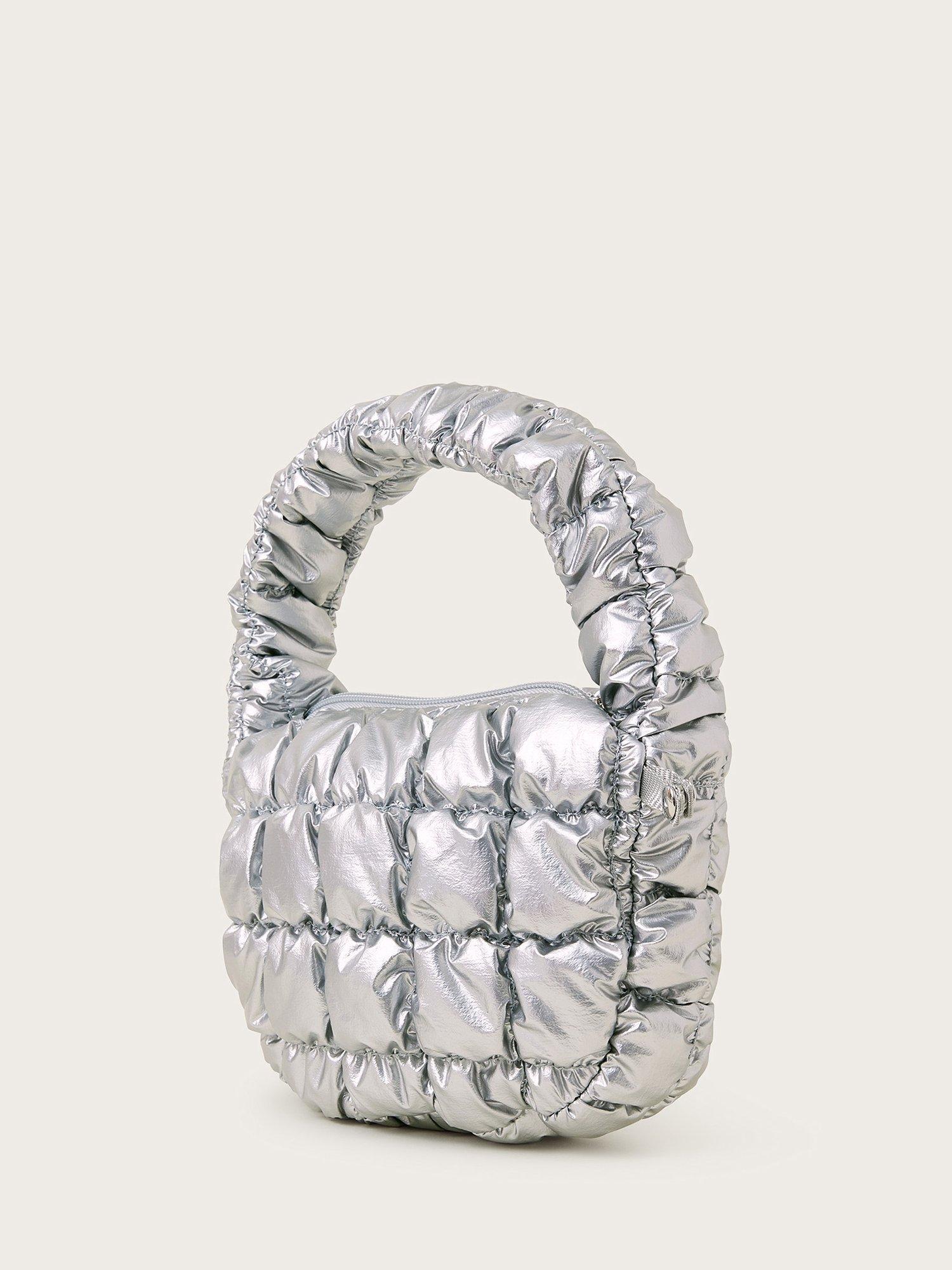 Product image 2 of 4, which shows Monsoon Kids' Metallic Quilted Bag, Silver, One Size