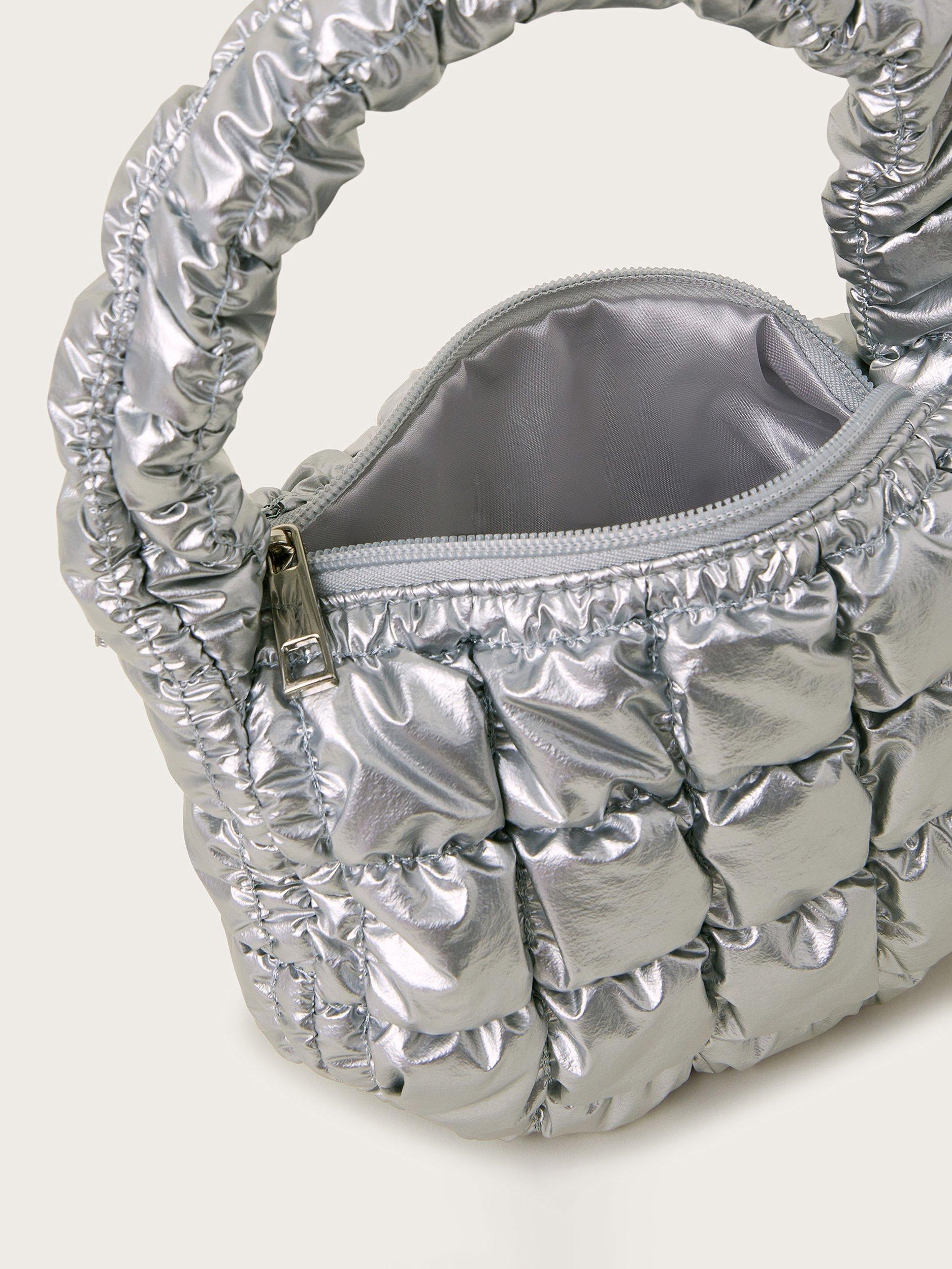 Product image 4 of 4, which shows Monsoon Kids' Metallic Quilted Bag, Silver, One Size