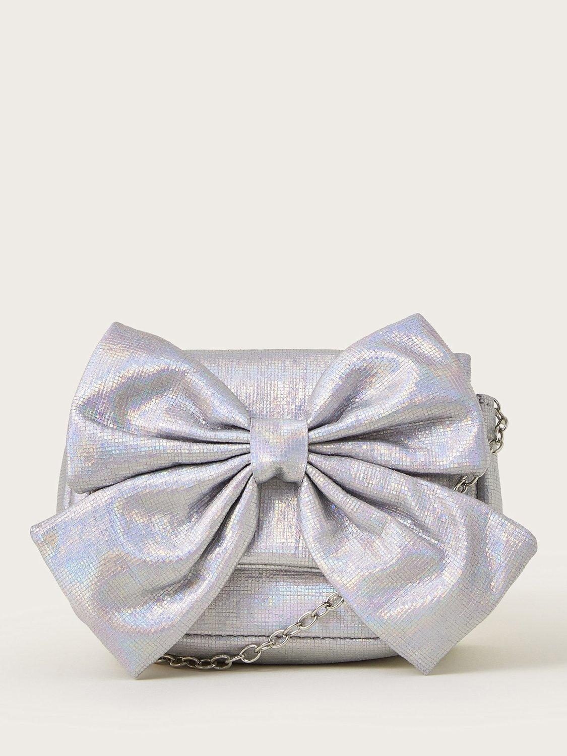 Monsoon Kids' Metallic Bow Bag, Silver
