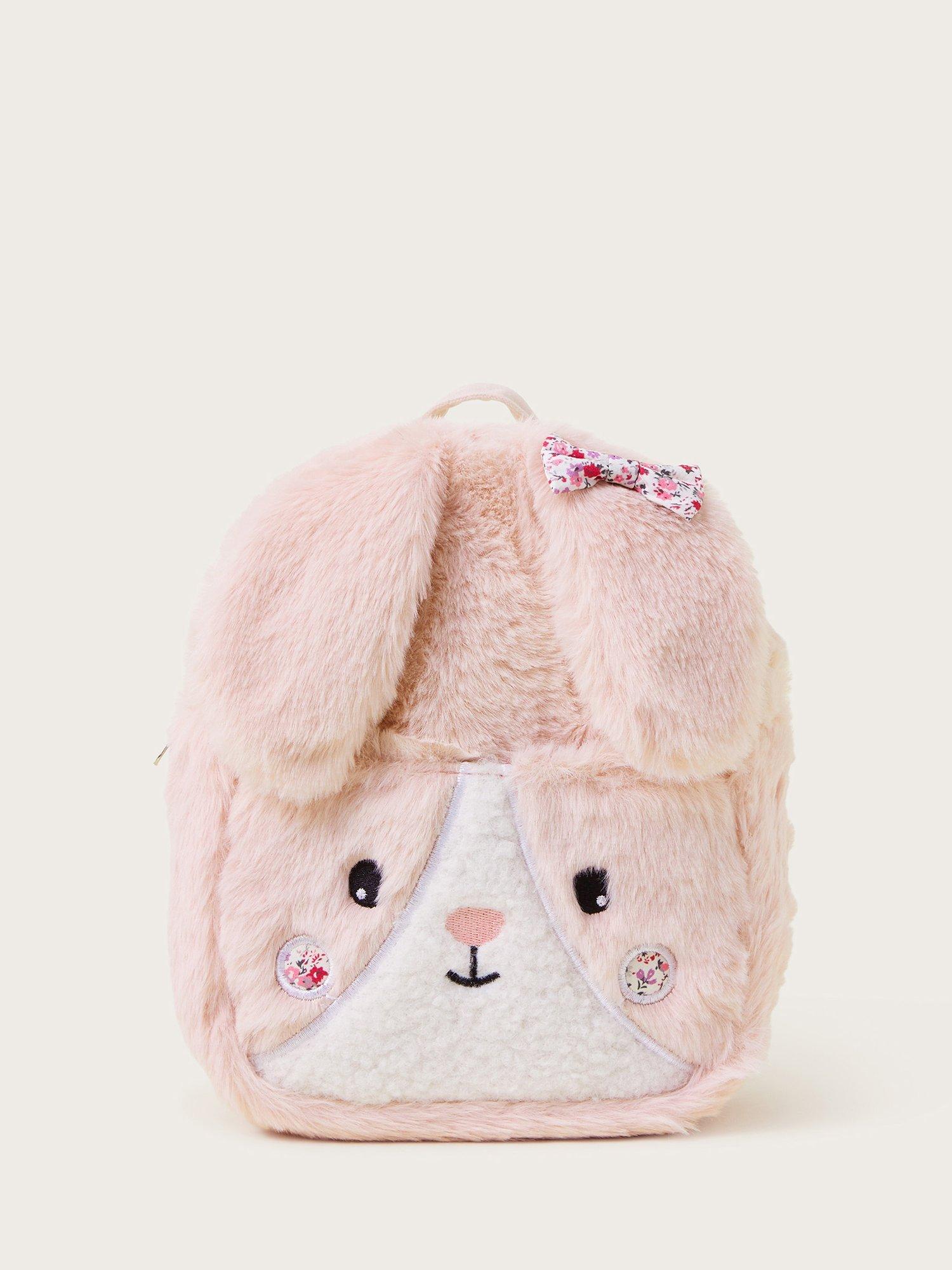 Product image 1 of 4, which shows Monsoon Kids' Betsy Faux Fur Bunny Backpack, Pink, One Size