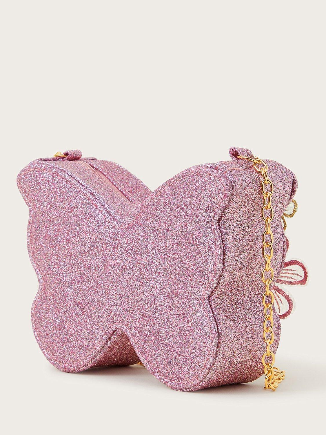 Product image 2 of 4, which shows Monsoon Kids' Bella Embellished Butterfly Bag, Pink/Multi, One Size
