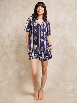 Their Nibs Floral Stripe Shorty Pyjama Set, Navy, Navy