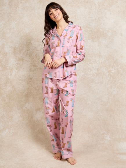 Their Nibs Cowgirl Boots Pyjama Set, Pink, Pink
