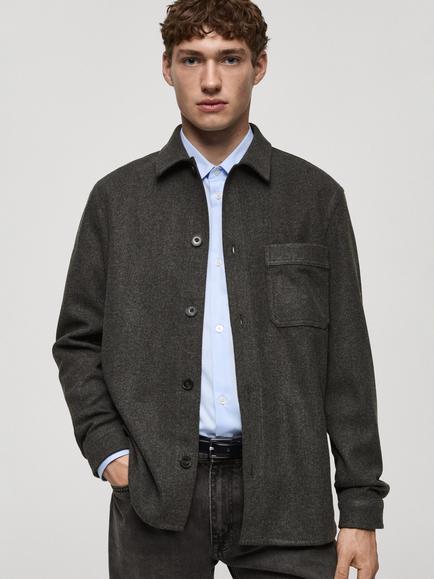 Mango Alludia Regular Fit Shirt, Charcoal