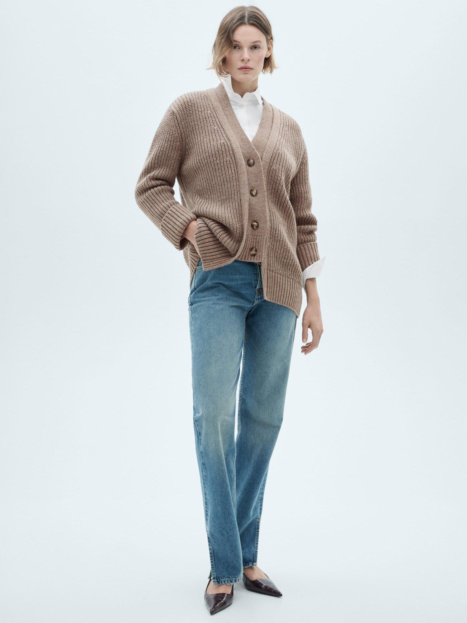 Mango Soto Oversized Cardigan, Camel