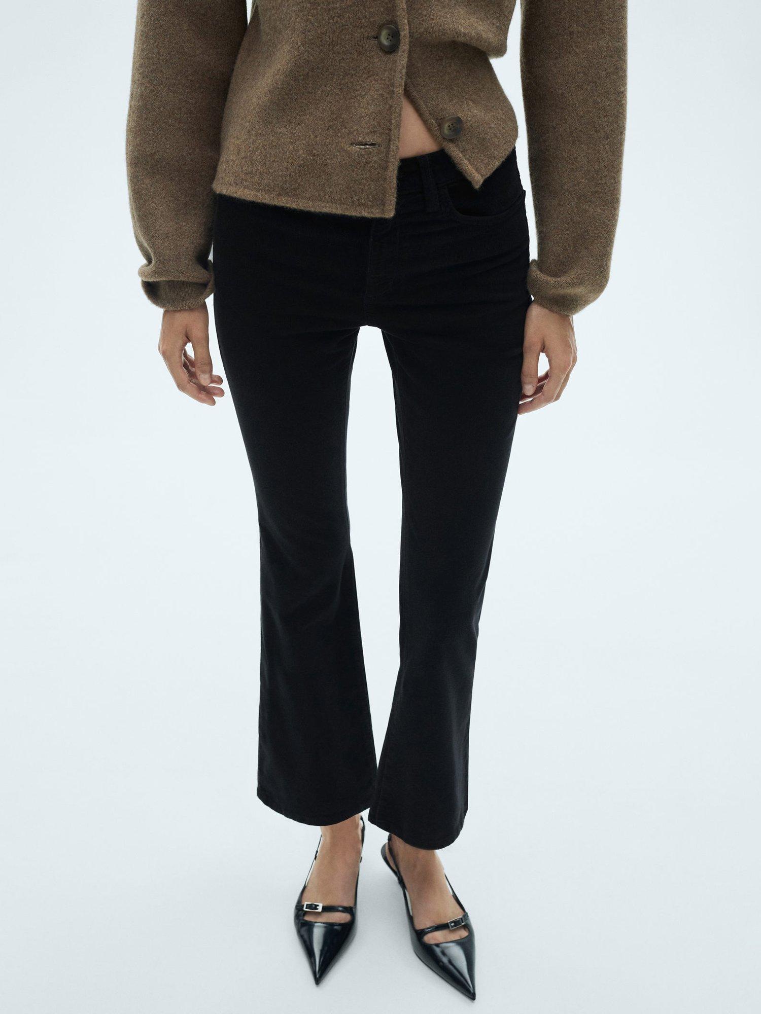 Mango Sienna Flared Corduroy Jeans, Black