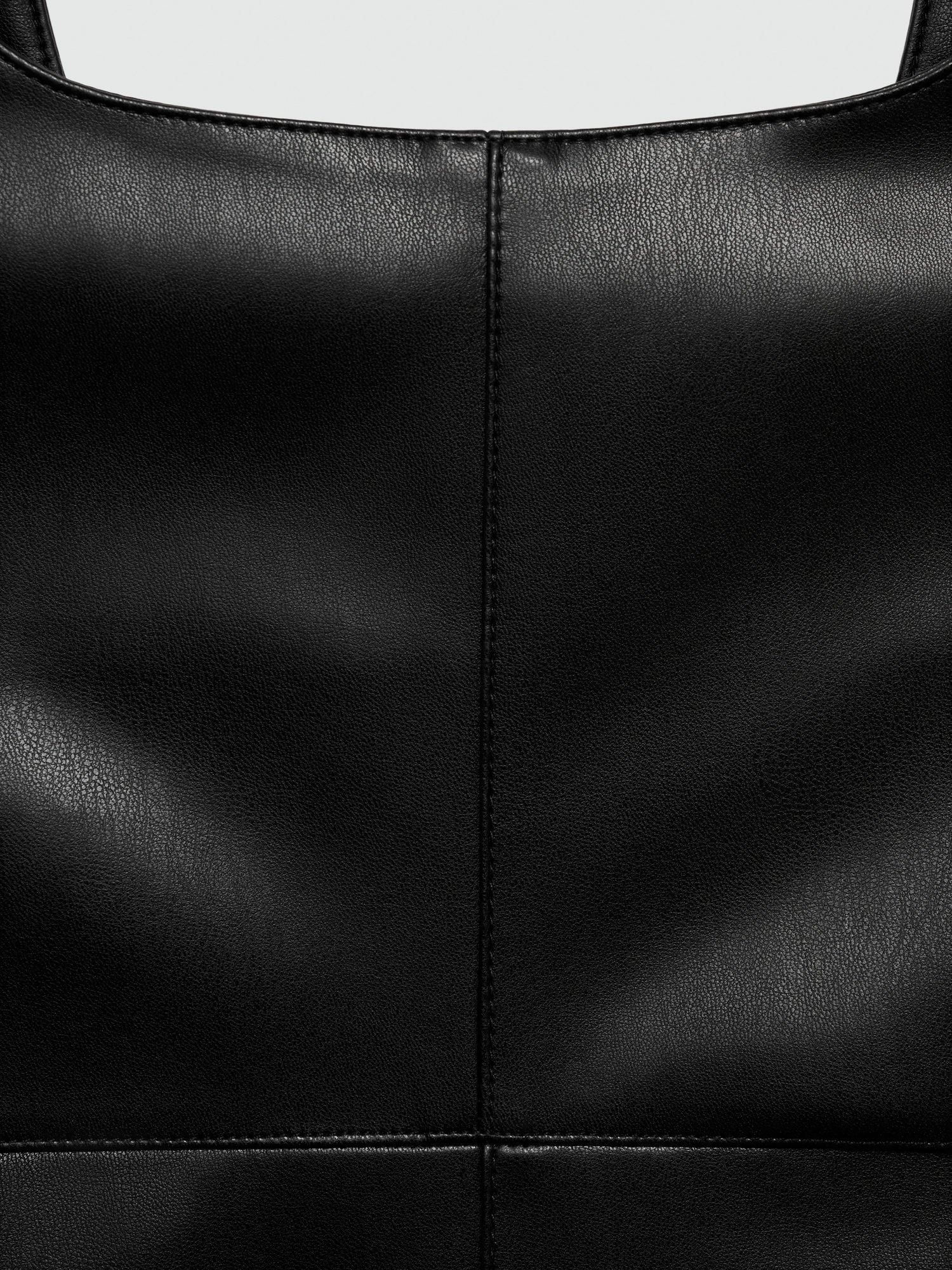 Product image 6 of 6, which shows Mango Sixties Faux Leather Mini Dress, Black, L
