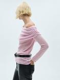 Mango Cisne Ruched Neck Jumper, Pink