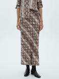 Mango Bombi Snake Print Skirt, Brown