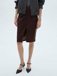 Mango Faux Leather Pencil Skirt, Dark Red