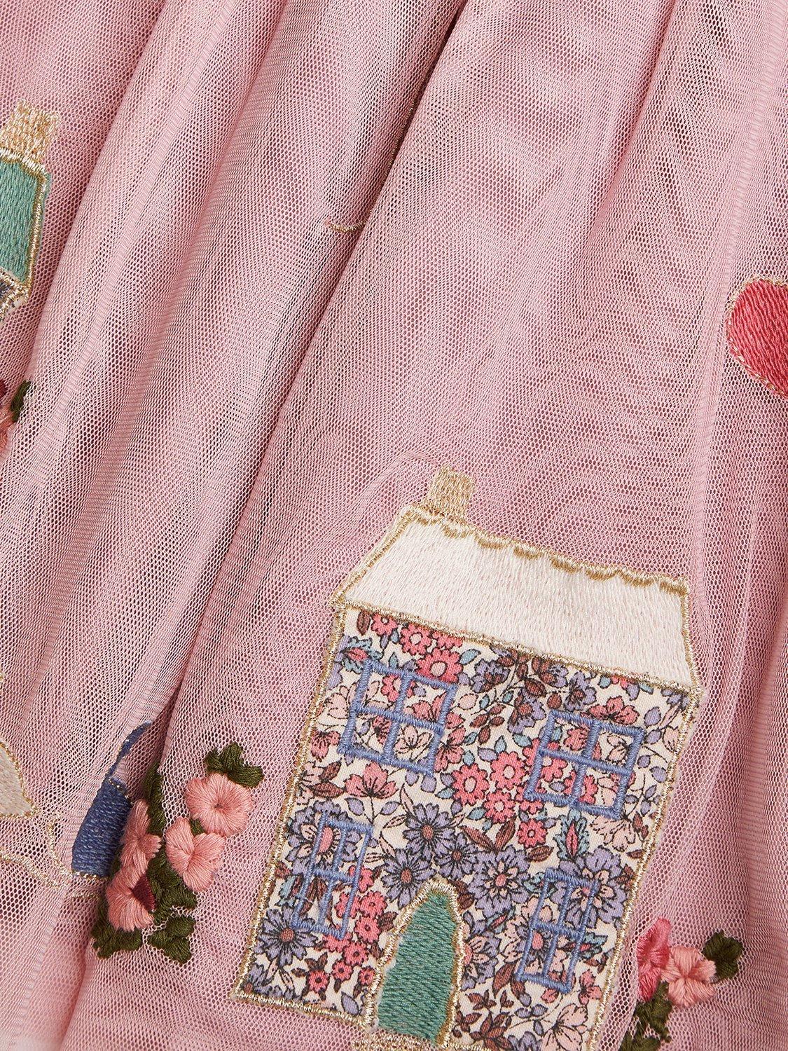 Product image 3 of 3, which shows Monsoon Baby Little House Dress, Pink, 0-3 months