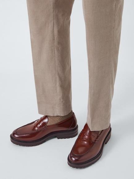 John Lewis Cleated Leather Loafers, Black - view 2, Brown