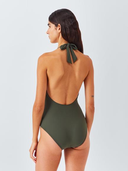 John Lewis Hamptons Twist Front Swimsuit, Khaki - view 2, Khaki