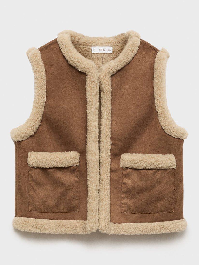 Mango Kids' Viena Gilet, Tan