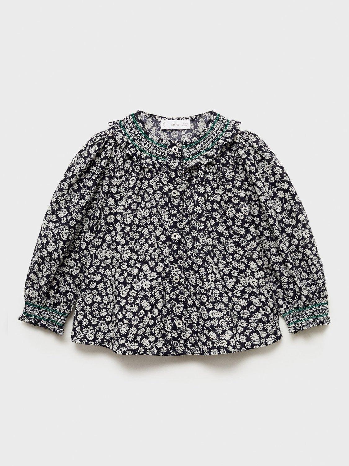 Mango Kids' Alizia Floral Shirt, Navy