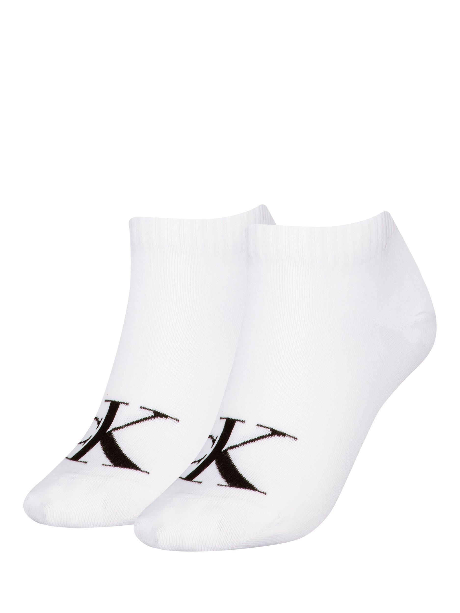Product image 1 of 2, which shows Calvin Klein Mono Trainer Socks, Pack of 2, White, S-M