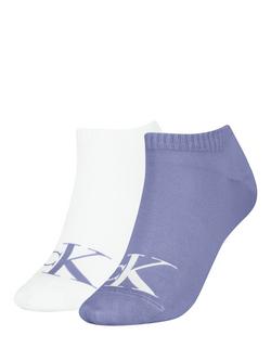 Calvin Klein Mono Trainer Socks, Pack of 2, Purple/White, Purple/White