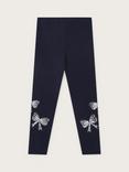 Monsoon Kids' Sequin Leggings, Navy