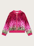 Monsoon Kids' Bright Sequin Bomber Jacket, Pink