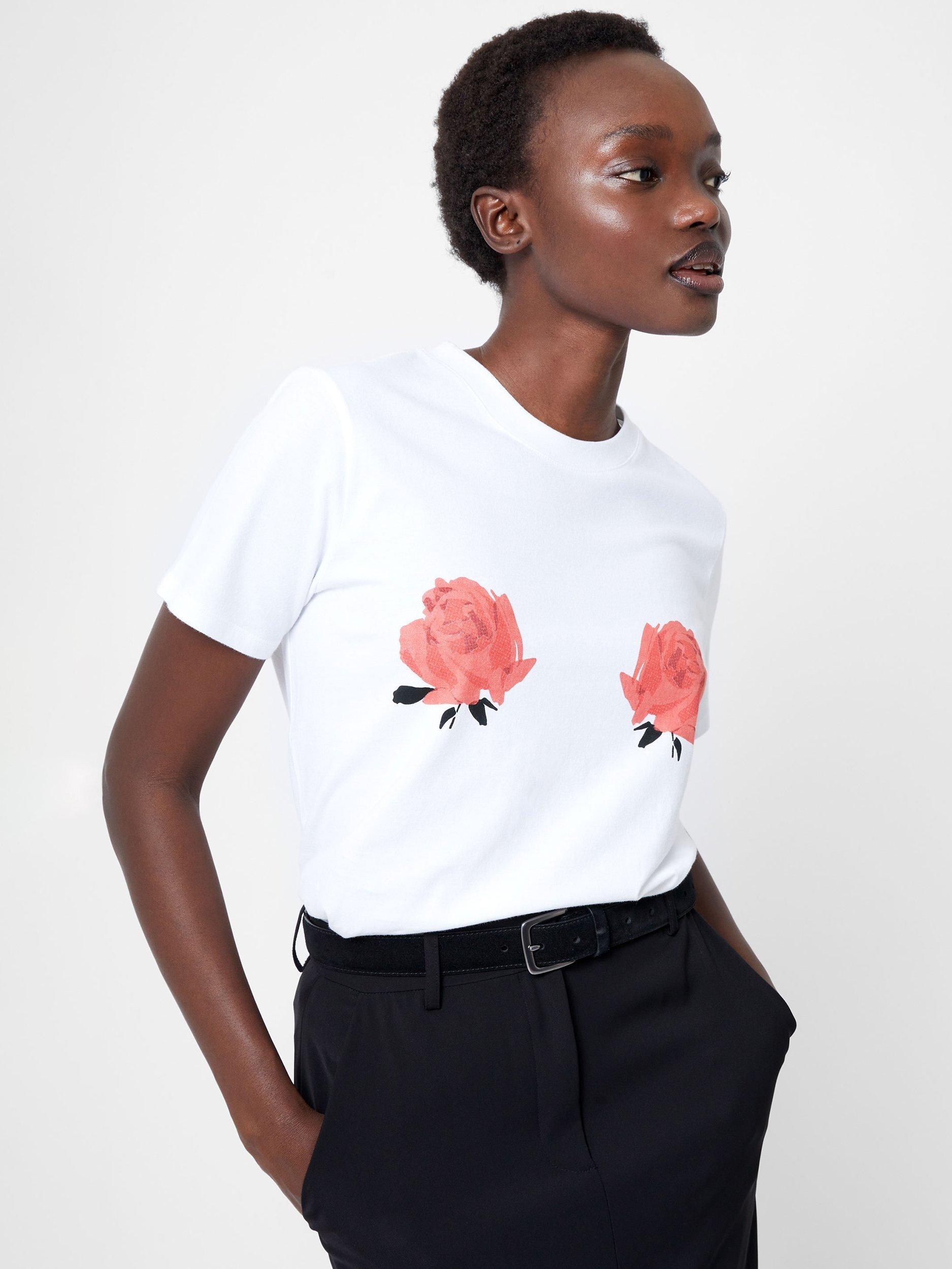 French Connection Roses Graphic T-Shirt, White