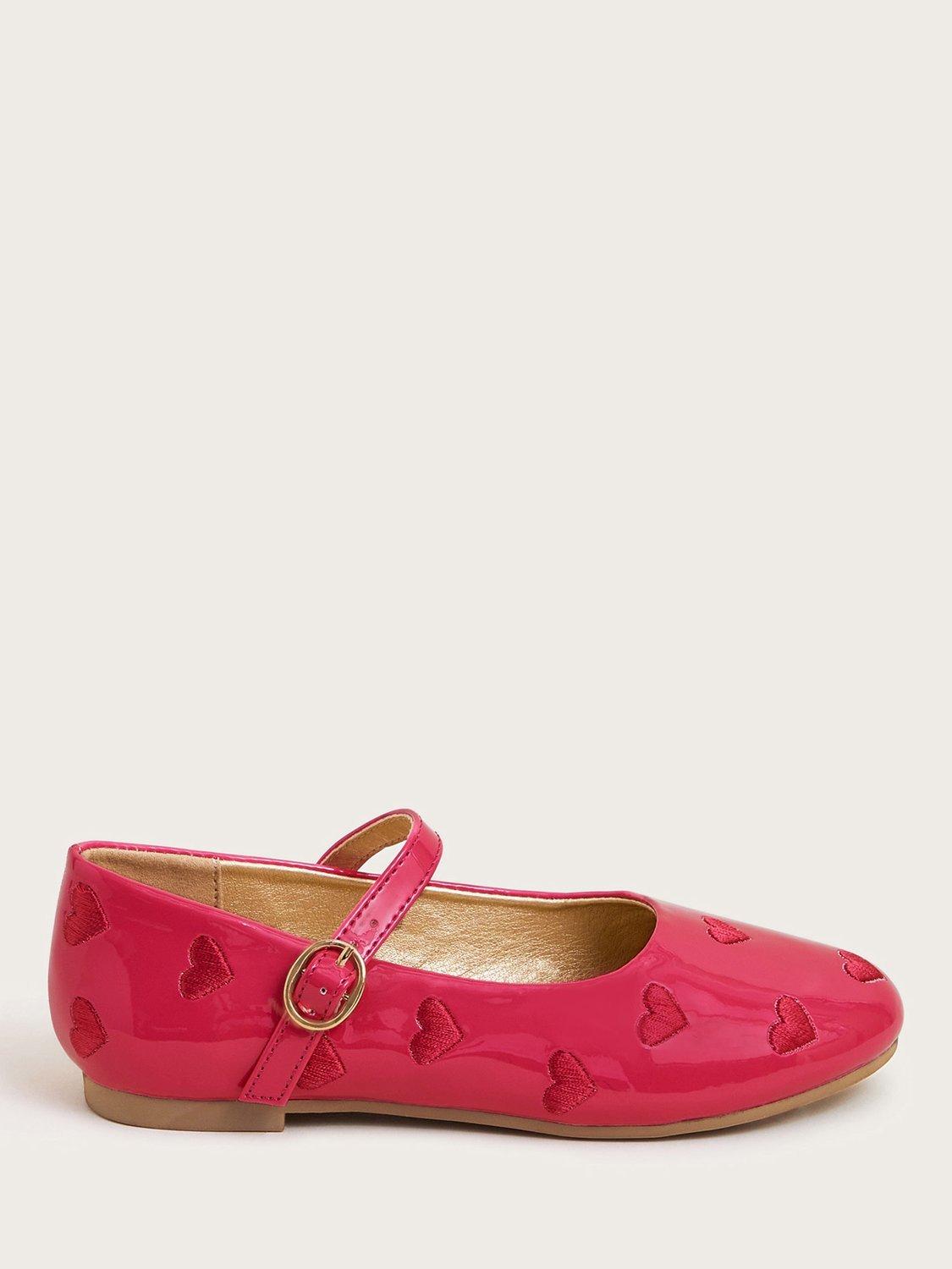 Monsoon Kids Patent Heart Ballerina Flat Shoes Pink
