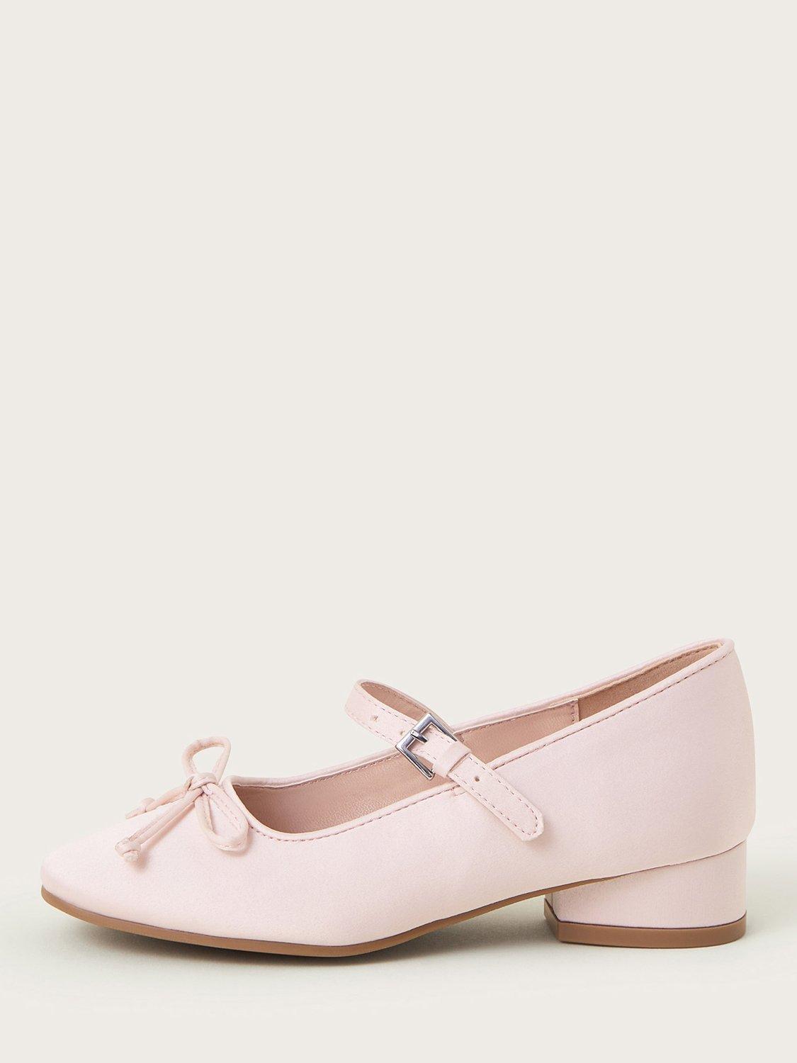 Product image 1 of 3, which shows Monsoon Kids' Satin Bow Ballerina Shoes, Pink, 7 Jnr
