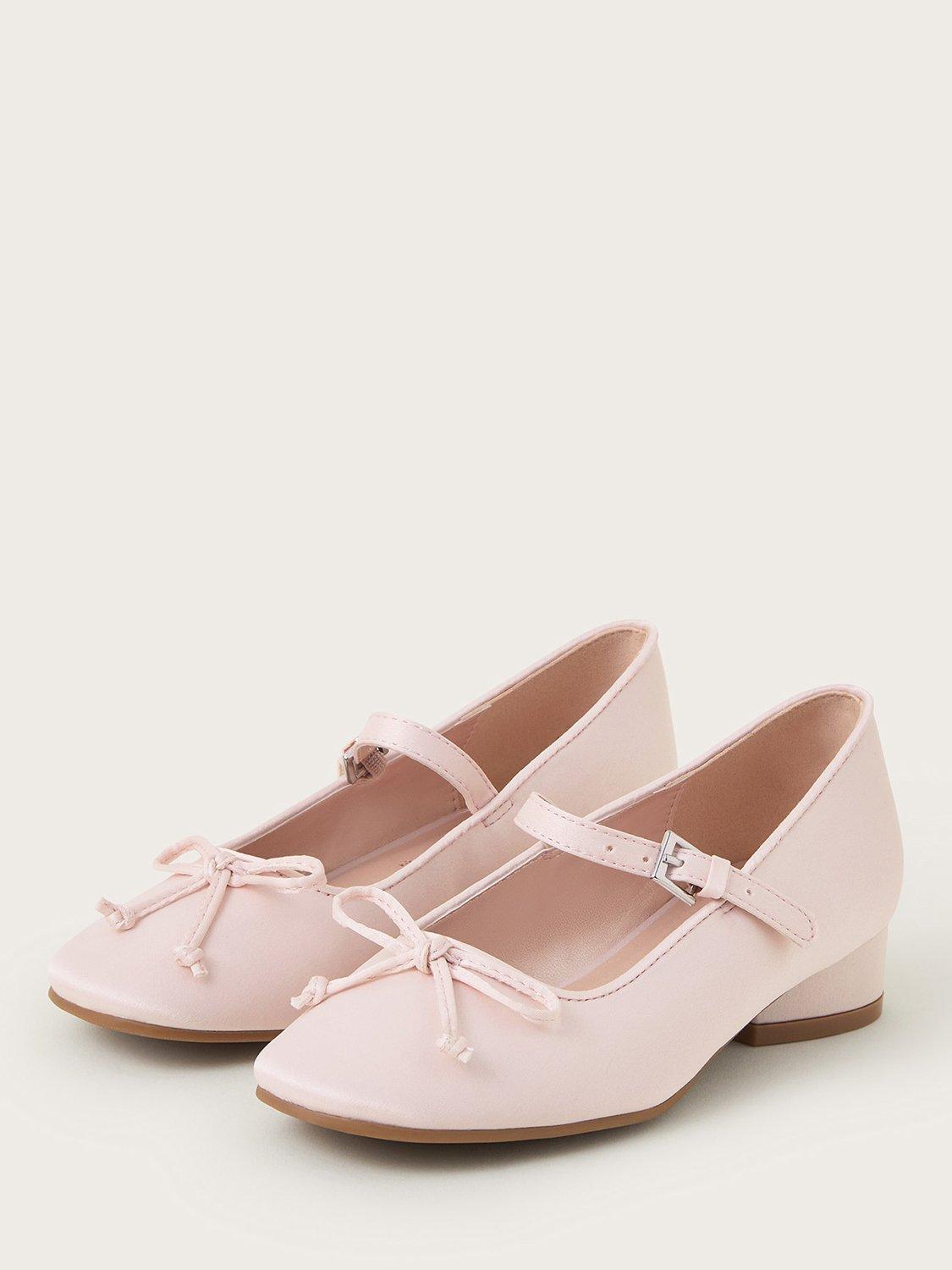 Product image 2 of 3, which shows Monsoon Kids' Satin Bow Ballerina Shoes, Pink, 7 Jnr