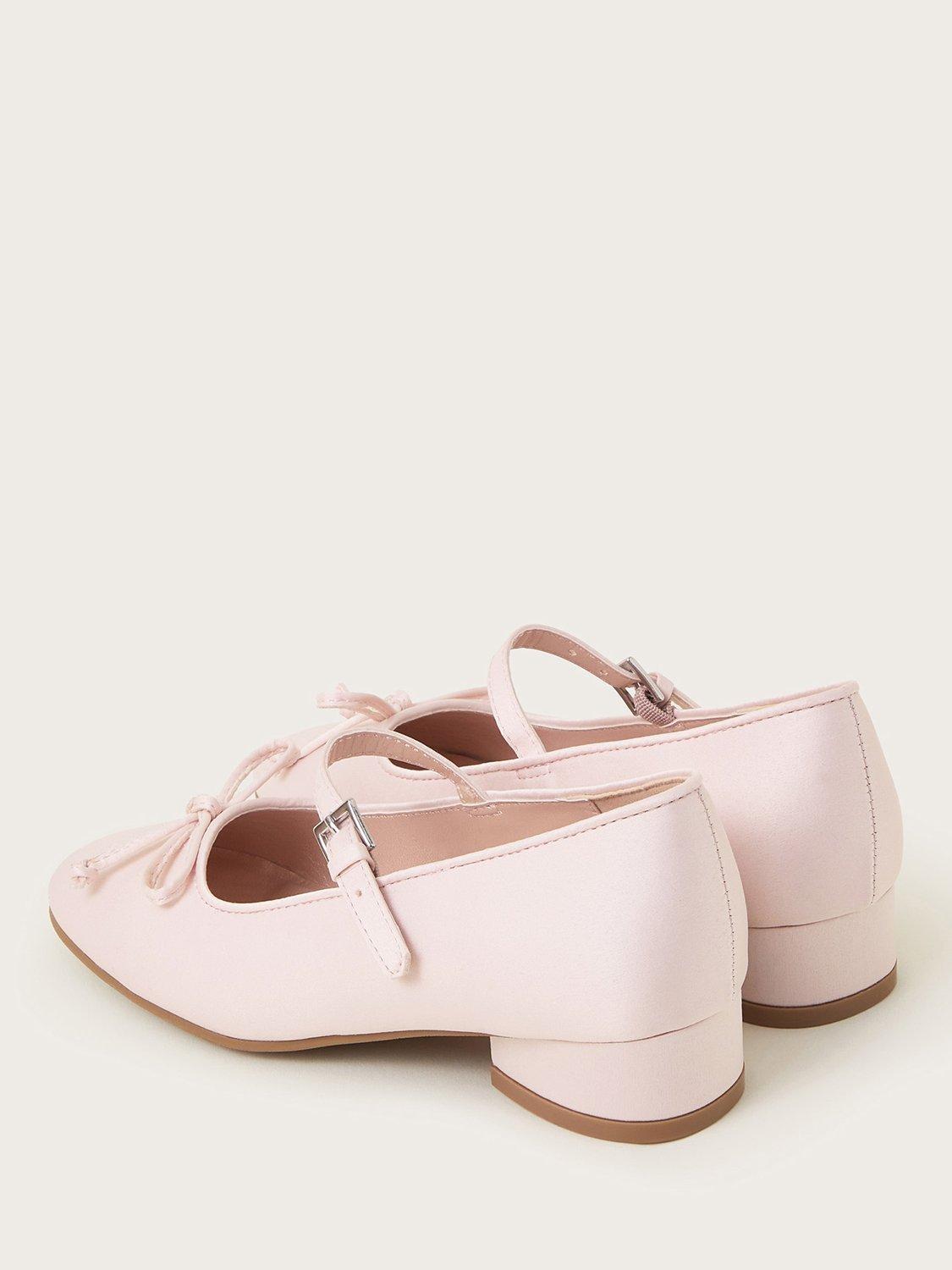 Product image 3 of 3, which shows Monsoon Kids' Satin Bow Ballerina Shoes, Pink, 7 Jnr