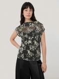 Jigsaw Metallic Asymmetric Top, Gold/Multi