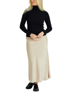 A-VIEW Carry Sateen Midi Skirt, Beige, Beige