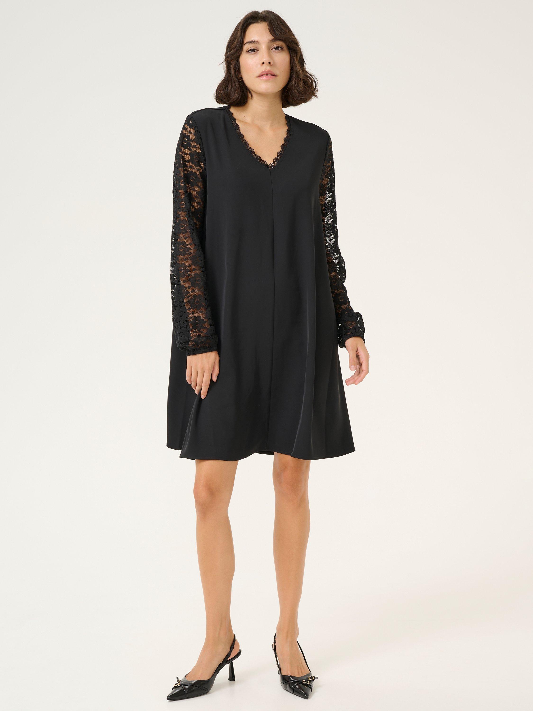 KAFFE Mille Lace Trim Cocktail Dress Black Deep